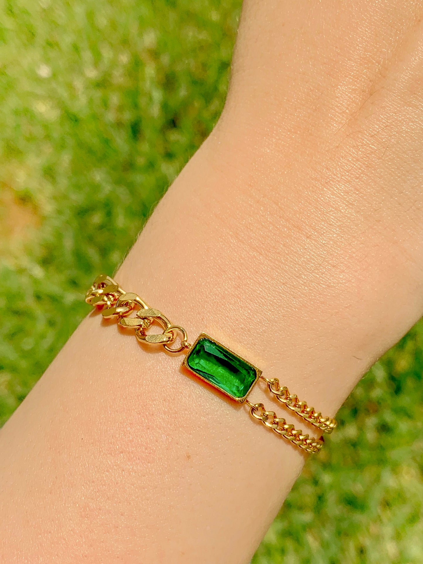 Maria Emerald Dual-Style Chain bracelet