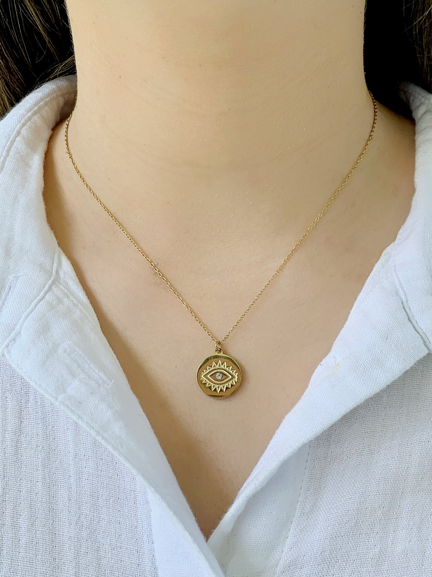 Evil Eye Sunburst Pendant Necklace