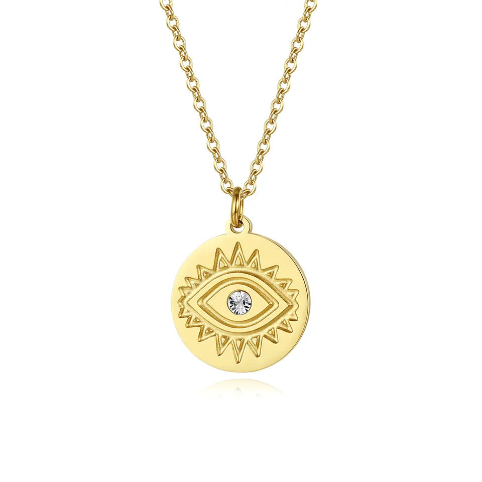 Evil Eye Sunburst Pendant Necklace