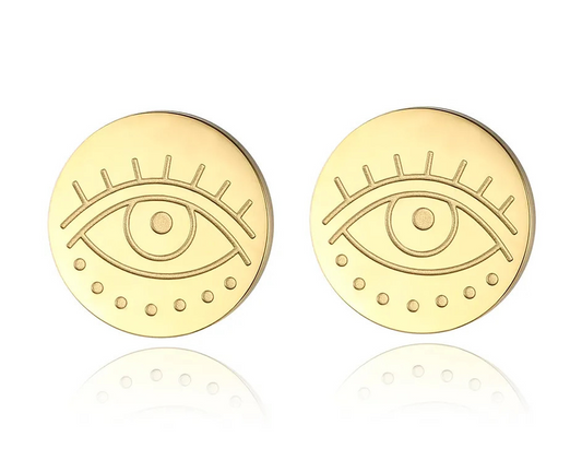 Round Evil Eye Stud Earrings