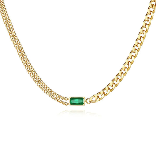 Maria Emerald Dual-Style Chain Necklace