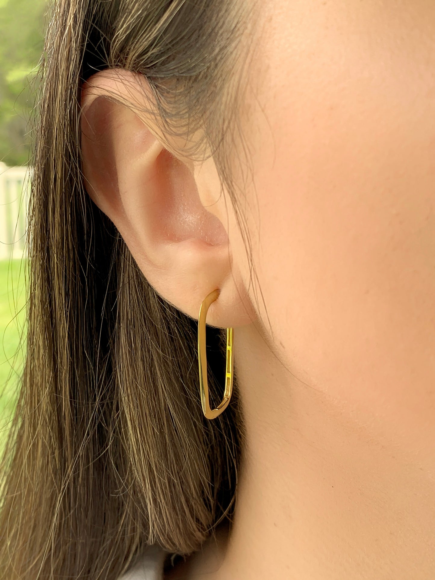 Slim Square Stud Back Hoops