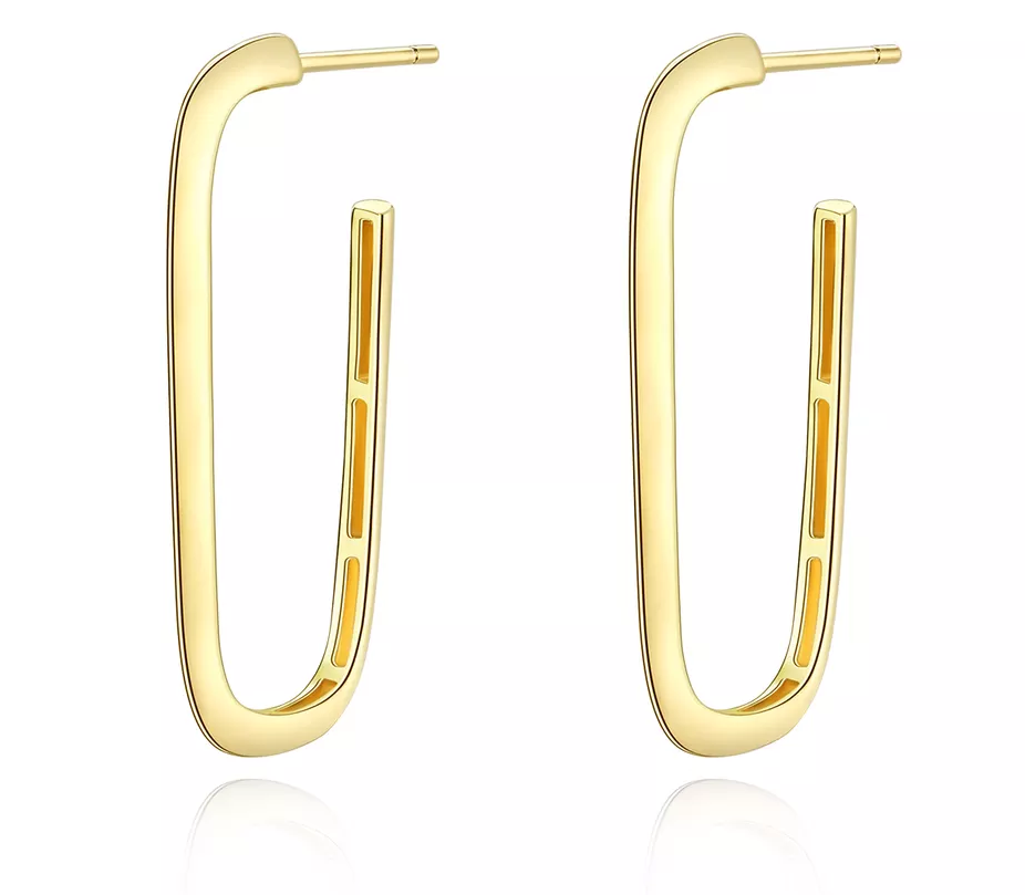 Slim Square Stud Back Hoops